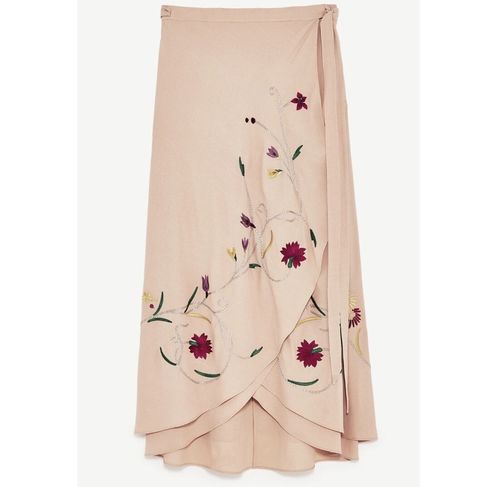 Zara Floral Embroidered Wrap Skirt - Picture 8 of 8